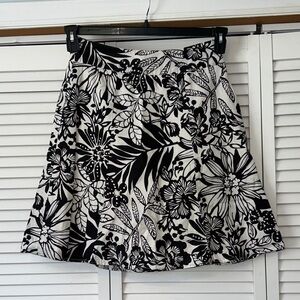 GAP Black and White‎ Floral A-Line Mini Skirt Linen/Cotton Size 4